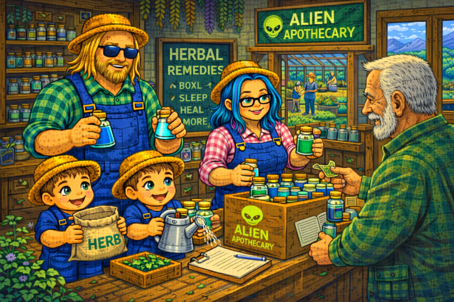 Alien apothecary storefront